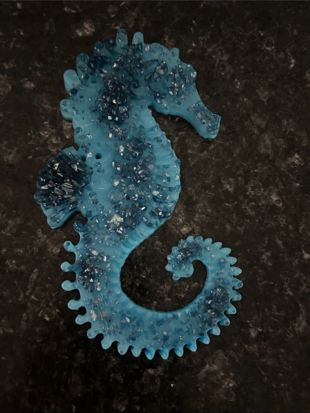 Handmade Resin Blue Seahorse Wall Art